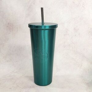 Starbucks 24 Oz Stainless Steel Tumbler Green Lid Metal Straw